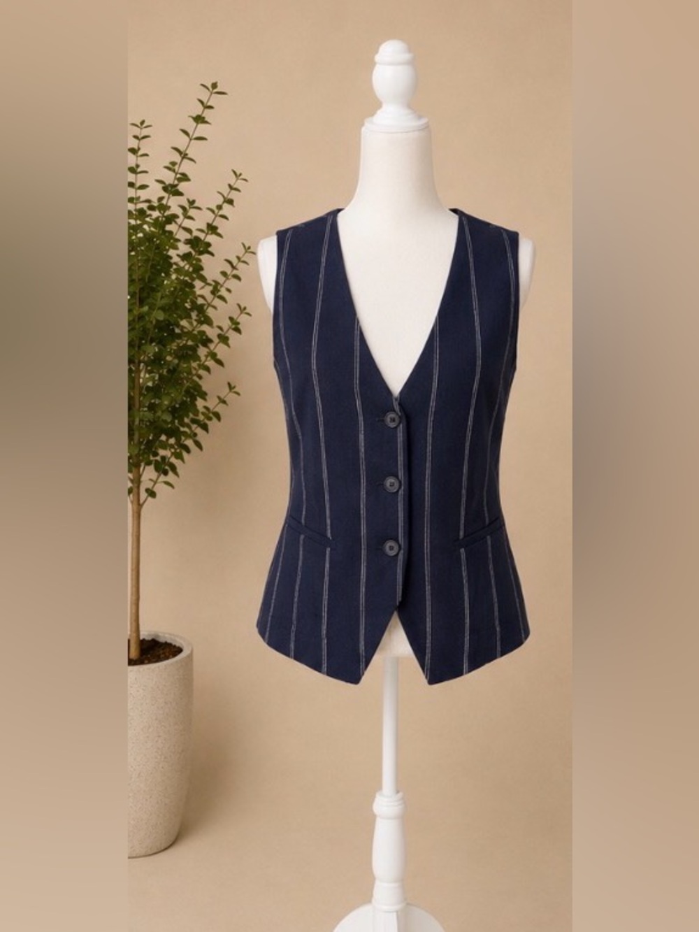 GAP Navy Pinstripe Vest Top